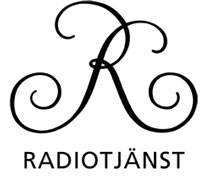 Radiotjänst logotype består av ett stort snirkligt R med namnet Radiotjänst under.